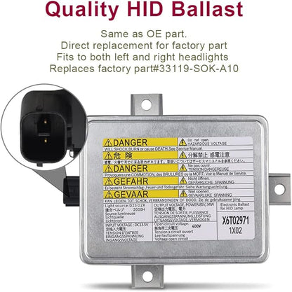Xenon HID Headlight Ballast Replacement for W3t10471 X6t02993 X6t02981 X6t02991 X6t02971 Compatible with Acura TL Acura TSX Honda S2000 Mazda 3