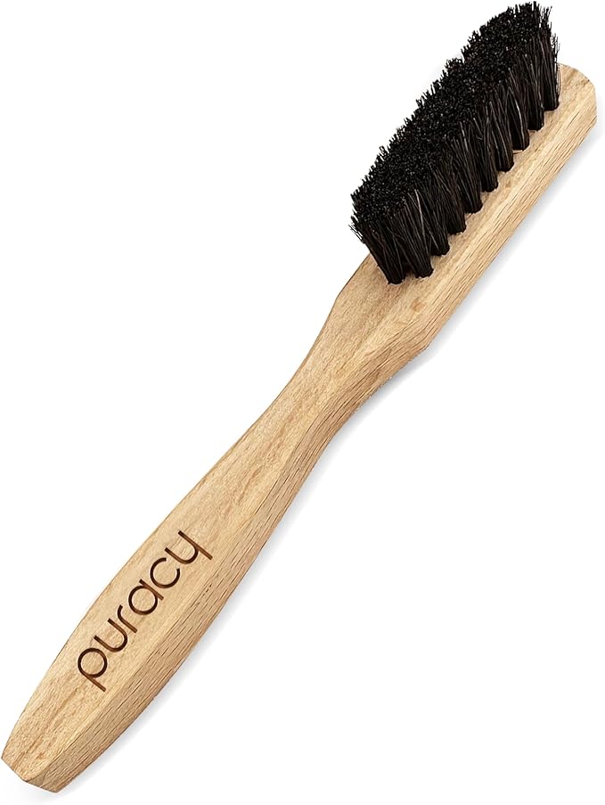 Puracy Laundry Stain Remover Brush for Tough, Deep, and Aged Clothing Stains, with Genuine Horsehair Bristles for Safe and Effective Stain and Odor Elimination