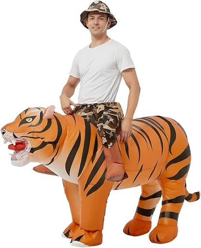 GOOSH Inflatable Tiger Costume for Adult Halloween Costume Women Man Funny Blow up Costume for Halloween Party Cosplay
