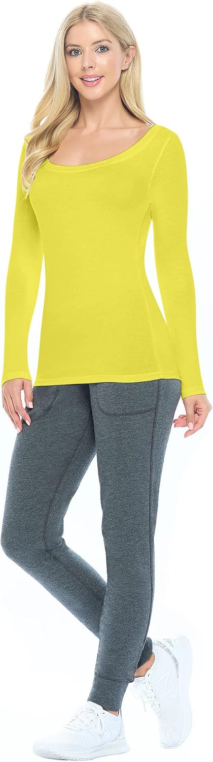 Natural Uniforms Women's Long Sleeve Extra Wide Scoop-Neck T-Shirt Under Scrub