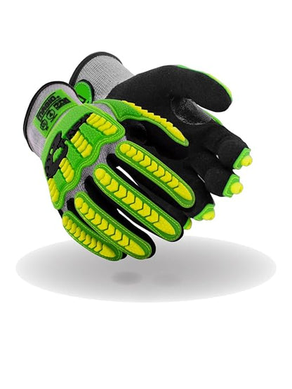 MAGID T-REX Flex Series Lightweight Impact Gloves, 1 Pair, NitriX Palm Coating, Size 10XL, Black  Green