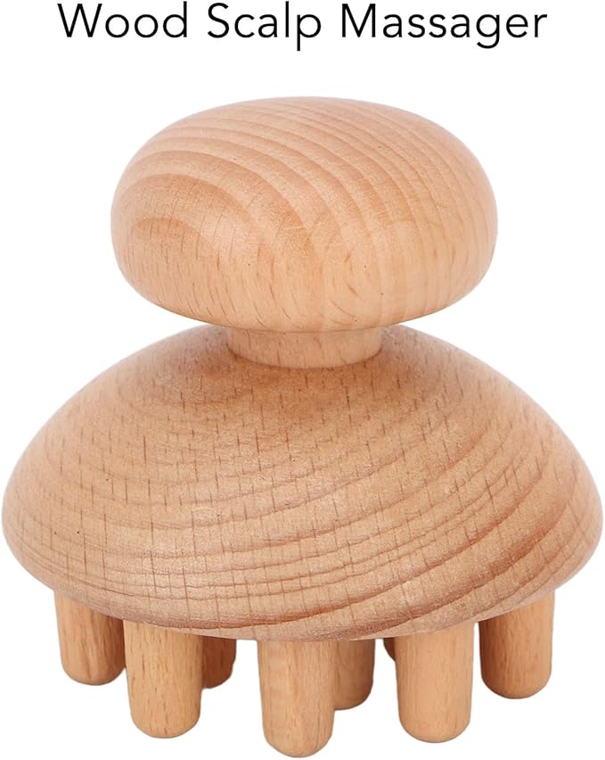 ANGGREK Wood Head Massager, Octopus Shape Manual Scalp Massagers Scalp Massage Tool Wooden Fingers Head Scratcher for Remove Headache and Head Body Relaxing