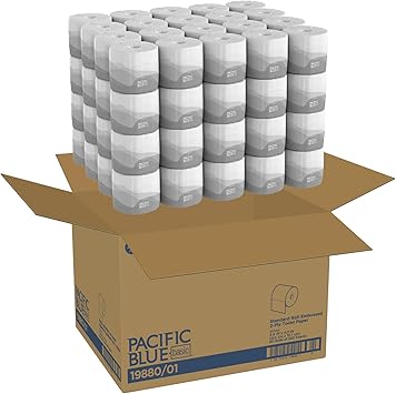 Georgia-Pacific Pacific Blue Basic 2-Ply Embossed Toilet Paper,1988001, 550 Sheets Per Roll, 80 Rolls Per Case