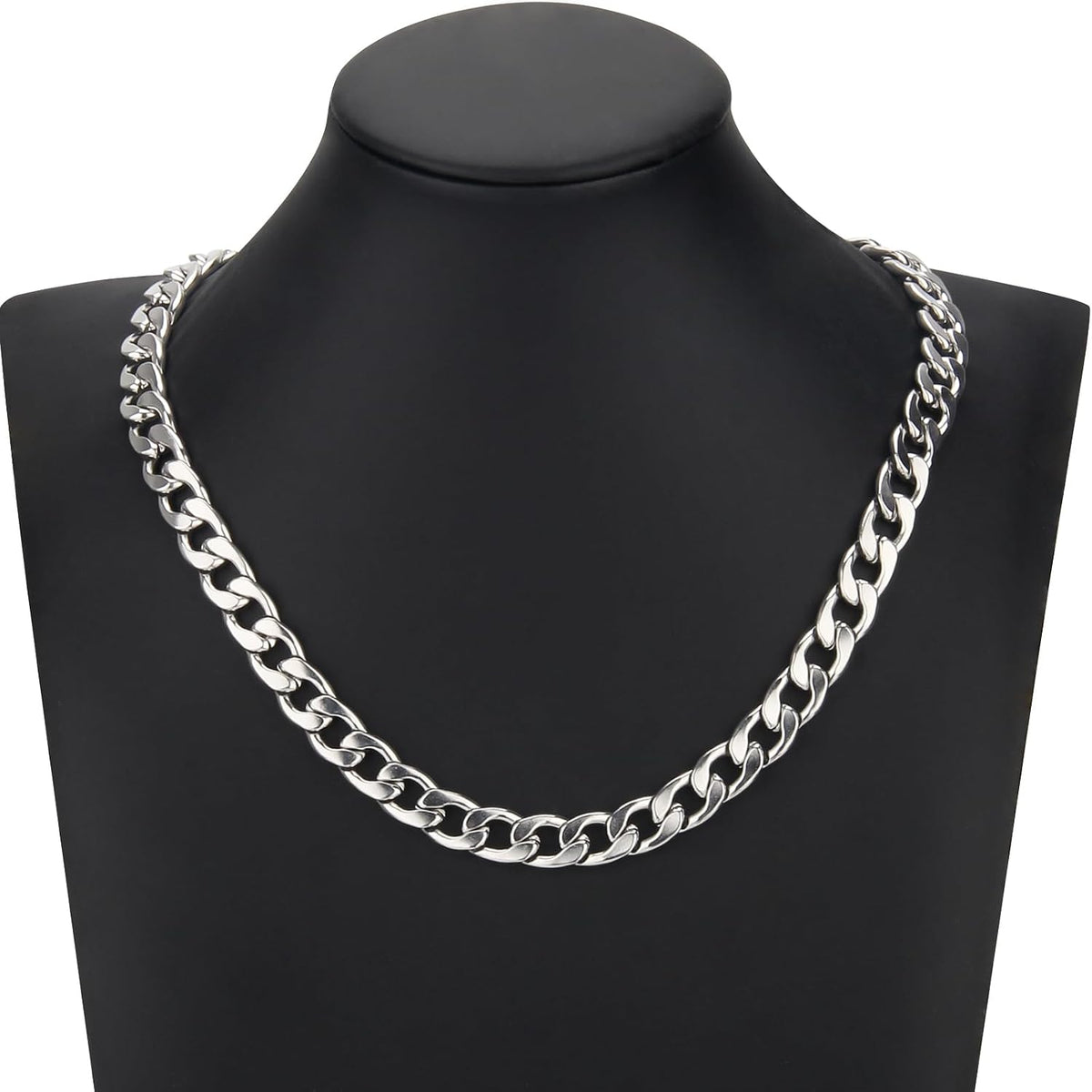 Adecco LLC AHIER silver Chain, Necklace for Men, 20 inch Gold Necklace Ultra Luxury Look & Feel Real Solid 14k Gold plated Curb Fake Chain Necklace 10mm