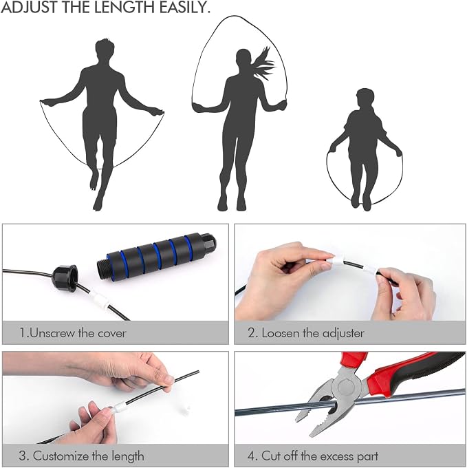Jump Rope, Tangle-Free Rapid Speed Jumping Rope Cable with Ball Bearings for Women, Men & Kids, Adjustable Steel Jump Rope with Foam Handles for Home Gym Exercise Fitness Workout Equipment & Slim Body