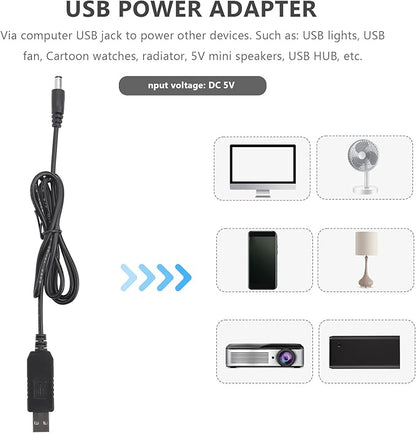 USB DC 5V To DC 12V 2.1mm X 5.5mm Module Converter DC Barrel Male Connector Jack Power Cable Plug,USB to DC Cable -1M (5V To DC 12V), Black