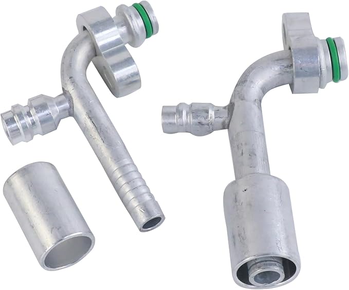 Air Conditioning AC Fitting Set 8 and 10 Female 90 Degree,suitable R134a, with moveable block