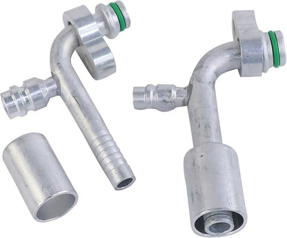 Air Conditioning AC Fitting Set 8 and 10 Female 90 Degree,suitable R134a, with moveable block