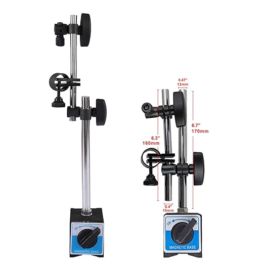 Dial Indicator with Magnetic Base Holder Fine Adjustable Long Arm 0-1" Magnetic Dial Indicator Professional Dial Gauge 0.001"