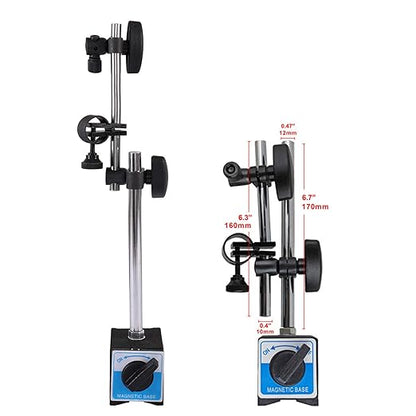 Dial Indicator with Magnetic Base Holder Fine Adjustable Long Arm 0-1" Magnetic Dial Indicator Professional Dial Gauge 0.001"