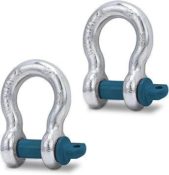 Leero 34" D Ring Shackles, 4.75 tons (10,472lbs) Working Load Limit, Clevis Shackle with 78" Alloy Screw Pin, Heavy Duty Shackles for Towing, Terrain Vehicle, Jeep, Trailer, Blue (2 Pack)