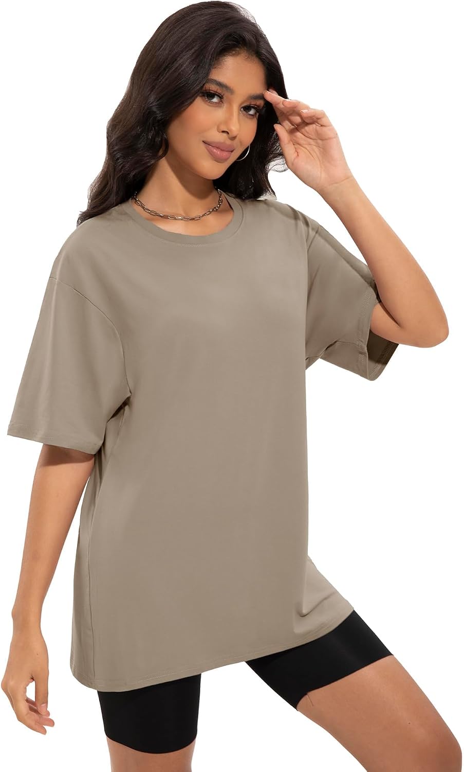 4Pack Oversized Tshirts for Women, Loose Fit Crew Neck Summer Baggy Tops Workout Tees Plus Size T Shirts