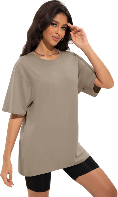4Pack Oversized Tshirts for Women, Loose Fit Crew Neck Summer Baggy Tops Workout Tees Plus Size T Shirts