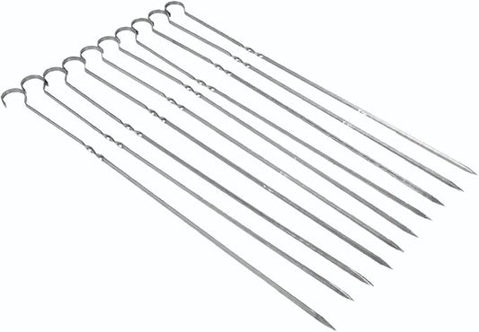 10PCS BBQ Grilling Skewers, Stainless Steel Kabob Needle with Anti Skid Handle and Hook Design, Proof and Washable, Ideal for Meat, Seafood, Vegetables, Sausage and More