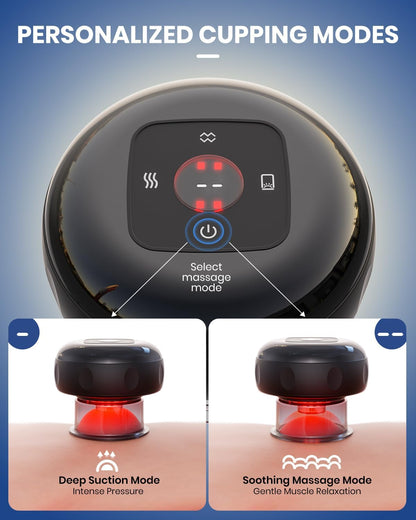 EURPMASK 2 Pack Smart Cupping Set with Red Light, Heat & Dynamic Suction,Cupping Therapy Massager with One-Touch Control, Portable Muscle Relaxation Tool