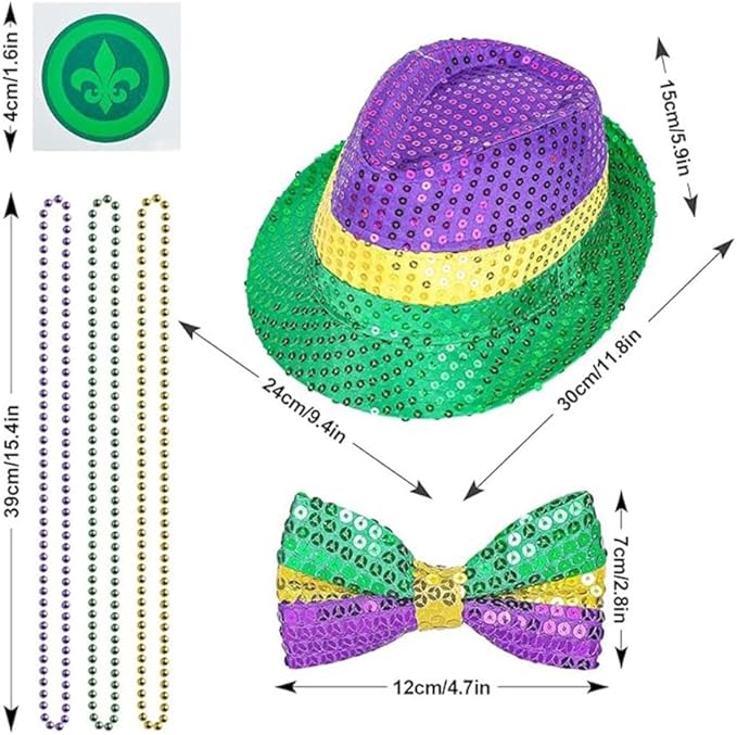Sequins Fedora Hat Mardi Gras Celebration Party Accessories Carnival Party Decor