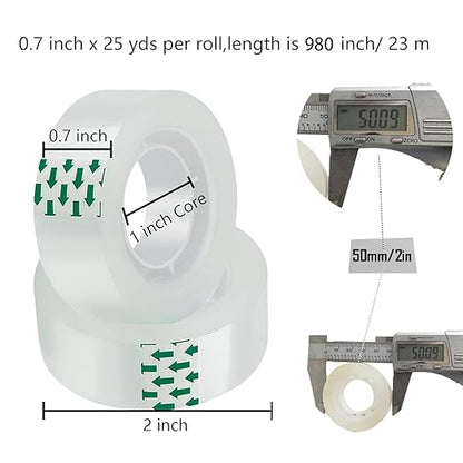 6 Rolls Transparent Tape Refills Rolls Each Rol 1 inch Corel 3/4 x 980 Inches,for School,Office, Home.