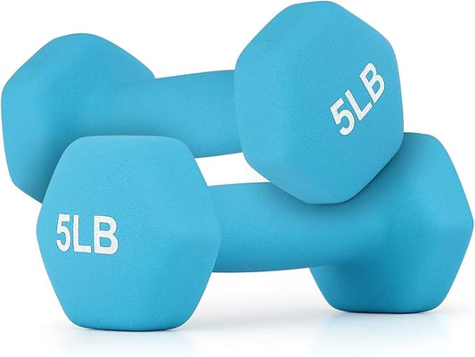 MADOG Dumbbell Set, Anti-Slip Neoprene Coated Hexagon Hand Weights for Home Gym Equipment Workouts Strength Training
