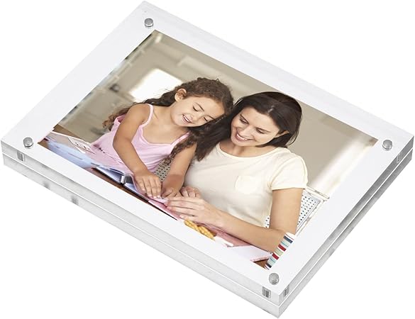 PATIKIL 5.1" x 7.1" x 0.8" Acrylic Picture Frame, Magnetic Photo Frames Display Double Sided for Family Home Office, Clear