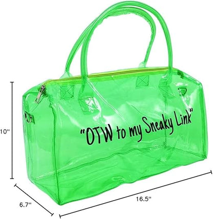 Spend Night Bag Clear PVC Tote Bag Bright Candy Color with Durable Metal Zipper for Gym, School, Travel, Beach