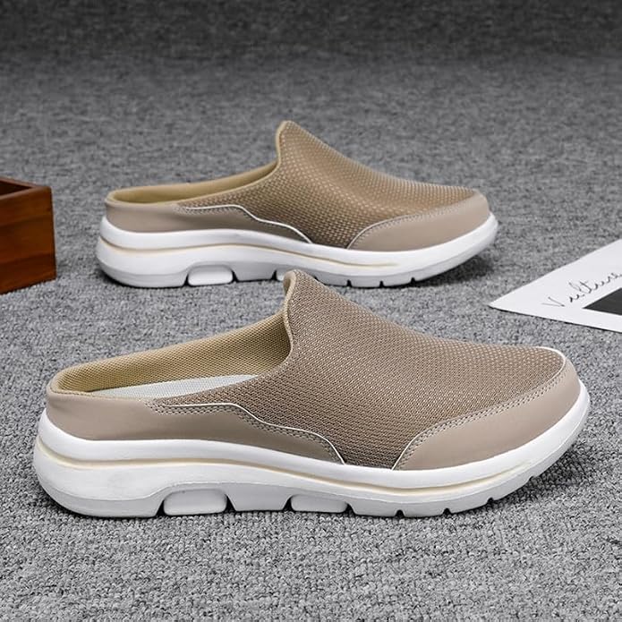 LLTMALL Men's Backless Mesh Walking Mules Shoes Comfort Slip on Garden Clog Slippers.