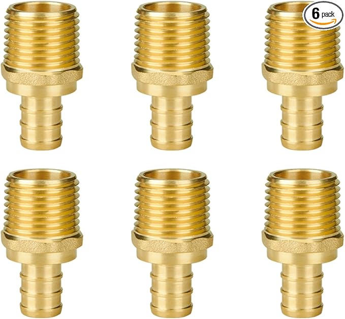 SUNGATOR 6-Pack 12" NPT to 12" PEX Male Adapter, No Lead Brass, NSF, UPC Certified