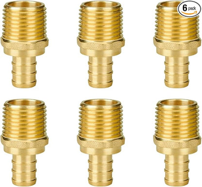 SUNGATOR 6-Pack 12" NPT to 12" PEX Male Adapter, No Lead Brass, NSF, UPC Certified