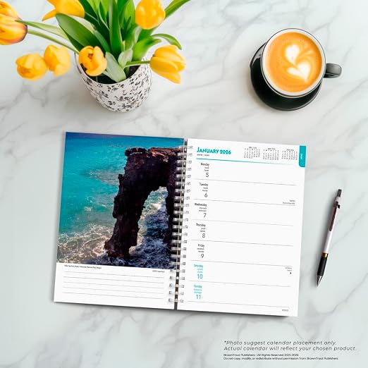 National Parks | 2026 6 x 7.75 Inch Spiral-Bound Wire-O Weekly Engagement Planner Calendar | New Full-Color Image Every Week | BrownTrout | Scenic Yosemite Yellowstone