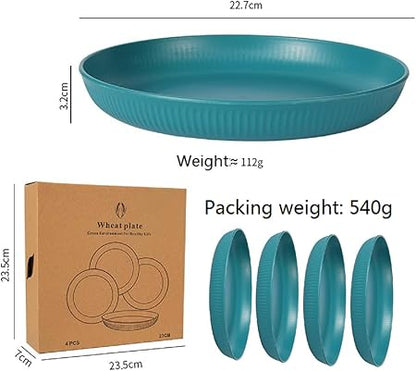 Eco-friendly plate that is not breakable - Wheat straw fiber lightweight plate 4-piece set (Dark Green)