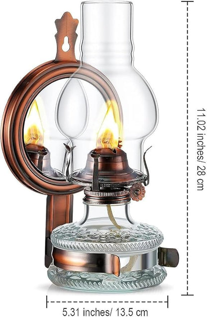 Glass Kerosene Lamp Portable Oil Lamp Lantern With Mirror- Large Capacity 300ml10oz Kerosene Lamp Rustic Wall Mounted IndoorOutdoor Camping Hurricane Lamp Home Decor Lighting Kerosene Horse Oil Lamp