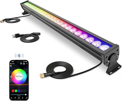 Smart LED Wall Washer Light Dimmable Via APP Control, 168W RGBCW Color Changing Linear Light Bar with Music Sync, Group Function, Timing, Perfect for Outdoor  Indoor Lighting Projects