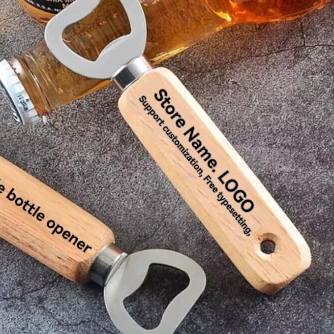Custom Wood Engraved Opener, Custom TextLogo, Engraved Corkscrew and Personalized Bottle Opener, GroomsmenBirthdayBachelor Party Bottle Opener Gifts