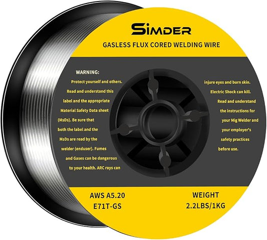 SSIMDER Flux Core Welding Wire Gasless MIG Wire Mild Steel E71TGS.035-Diameter, 2.2-Pound Spool