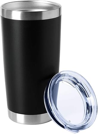 HASLE OUTFITTERS 20oz Tumblers Bulk Stainless Steel Cups with Lid Double Wall Vacuum Insulated Coffee Mugs for Cold  Hot Drinks 1 Pack, Black