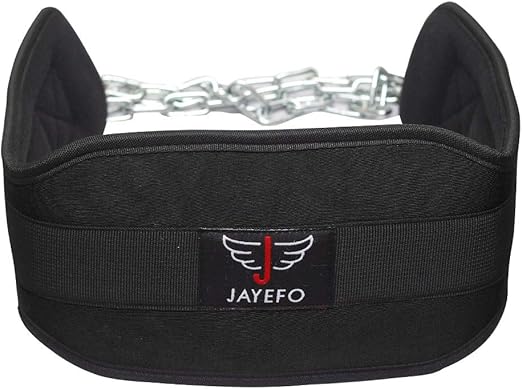 JAYEFO DIP BELT WITH CHAIN INDUSTRIAL STRENGTH STEEL 36 INCHES WEIGHTED CHAIN FOR DIPS PULL UPS WEIGHT LIFTING CROSSFIT - ONE SIZE FITS ALL