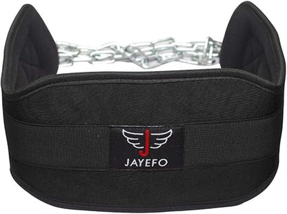 JAYEFO DIP BELT WITH CHAIN INDUSTRIAL STRENGTH STEEL 36 INCHES WEIGHTED CHAIN FOR DIPS PULL UPS WEIGHT LIFTING CROSSFIT - ONE SIZE FITS ALL