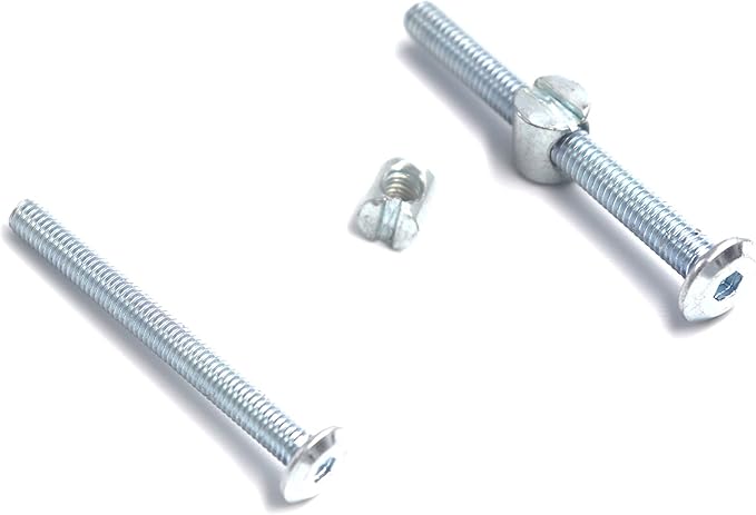 FGen 12pcs Crib Accessories M6 Bolt Nut M6 x 60mm Bookcase Reclining Head Screw Hammer Nut