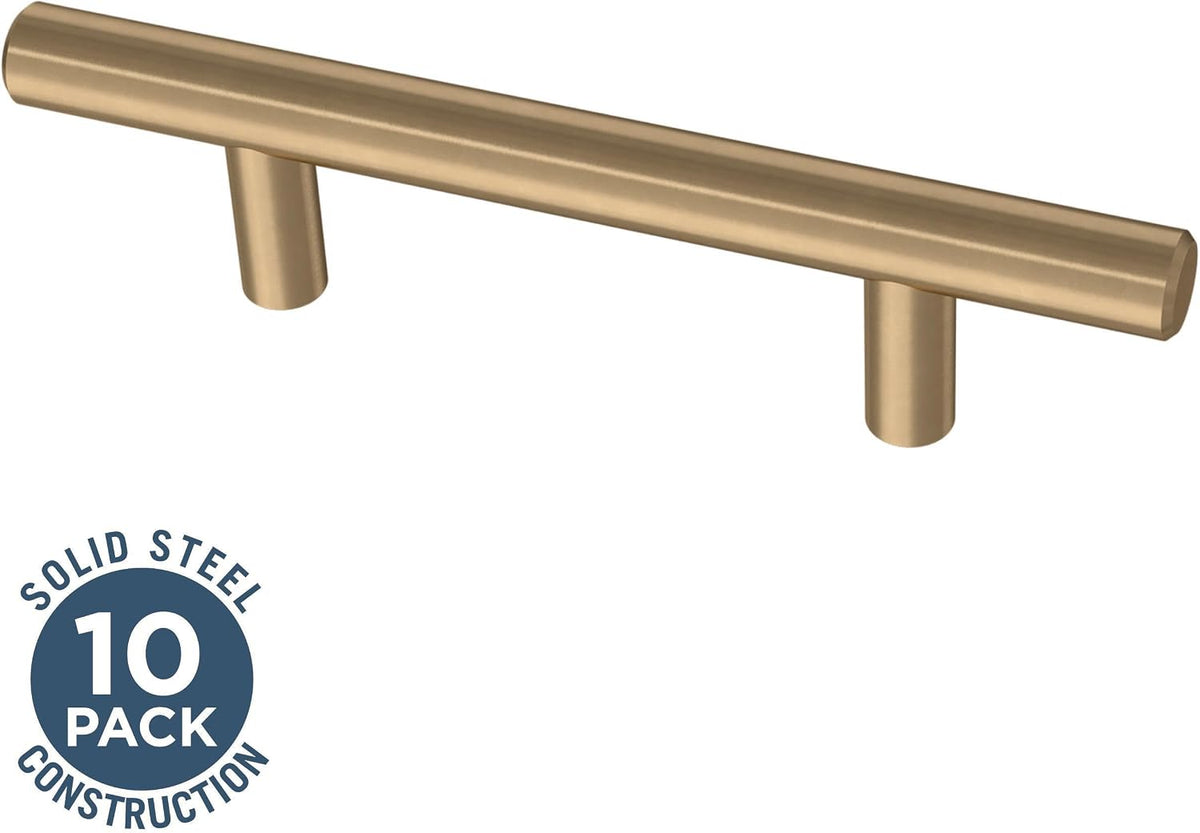 Franklin Brass (10-Pack) – Champagne Bronze Cabinet Handles, 3 Inch Hole Center, Modern Pulls for Drawers, Kitchen Cabinet Door, Dressers | Solid Bar