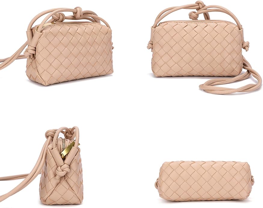 Woven Crossbody Bags For Women, Small Handmade Purse Clutch Shoulderbag Handbag, Zipper Closure