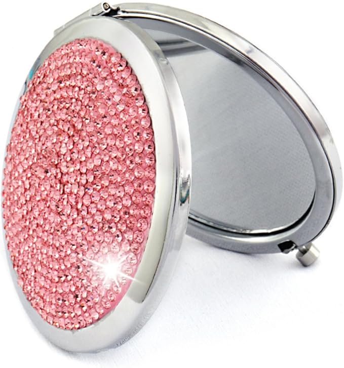 NOLITOY Round Diamond- Makeup Mirror Folding Lighted Travel Mirror Compact Portable for Women Artists