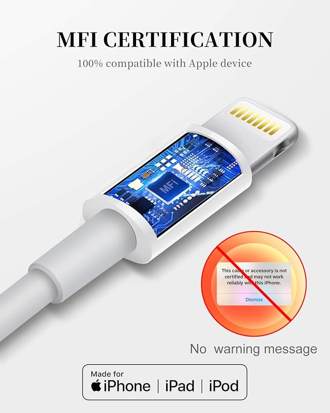 for iPhone Charger Cord,2 Pack Original USB to Lightning Cable Apple MFI Certified 6 Ft, Fast iPhone Charging Cord for iPhone 1111Pro11Max XXSXRXS Max8765SSE-Black