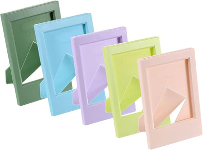 uxcell 5 Pcs Mini Picture Frames 2.4 x 3.6 Inch Rectangle Small Picture Photo Frame Holder for Tabletop Display Photos Paintings Landscape Posters Artwork, Multicolor