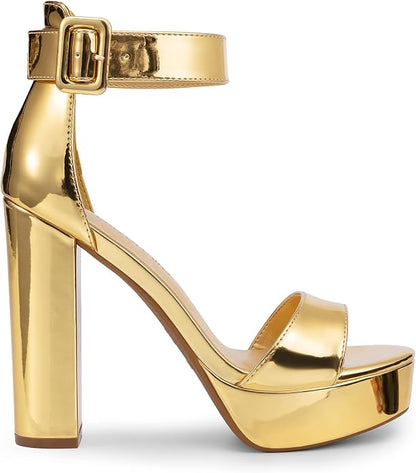 DREAM PAIRS Women's Platform High Heel Sandals | Open Toe Ankle Strap Heel Fashion Wedding Party Dress Sandals Shoes, 1.25-inch Platform and a 4.5-inch Block Heel