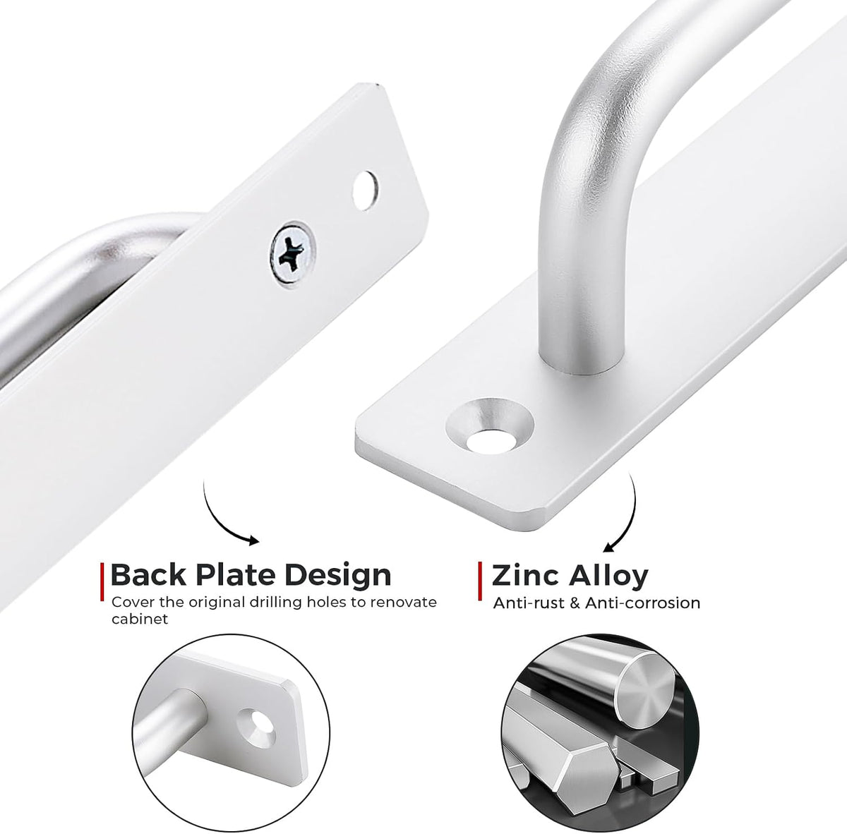 Barn Door Handles 2 Pack Silver Door Handles Sliding Door Handle 8.8" Hole Center Screen Door Handles Cabinet Handles Door Pull Handle Zinc Alloy for Sliding Closet Door Handle