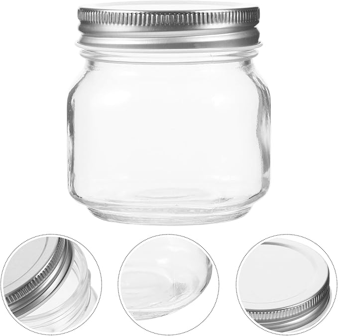 VOSAREA 3pcs Sealed Jar Mason Jar Candy Dispenser Honey Dispenser Jam Containers Food Storage Container Transparent Containers Small Jar with Lid Jars for Kitchen Clear Jars Glass