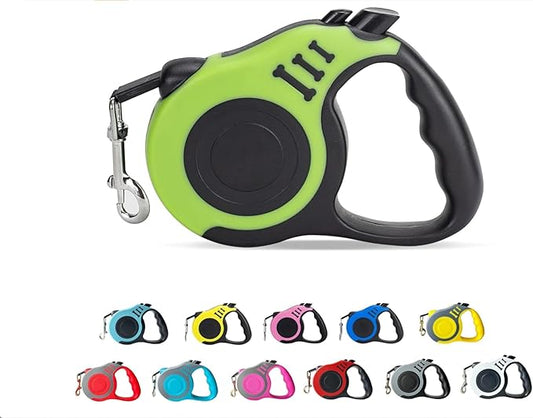 360 Tangle-Free Retractable Automatic Dog Leash  10 ft Strong Nylon Tape  One-Handed Brake, Pause, Lock (Green, Small)