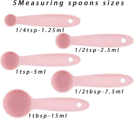 Plastic Measuring Cups and Spoons Set 10, Kids Plastic Measuring Cups and Spoons Set for Kitchen  Baking, Engraved US  Metric Plastic Measuring Cup  Spoons for Cooking Measure Use Pink