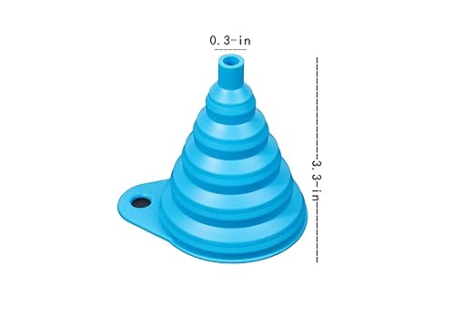 Collapsible Silicone Funnel for Kitchen, 2 Sizes Extra Wide Mouth Non-Spill Design, Leak-Proof Oil Bottle Filler with Hanging Hole for Cooking, Gasoline, Soy Sauce, Spices (Light Blue, Small)