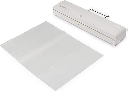 Basics 12-Inch Thermal Laminator Machine with Rapid Warm-Up (1 min), 20 Assorted Laminating Pouches Included, White