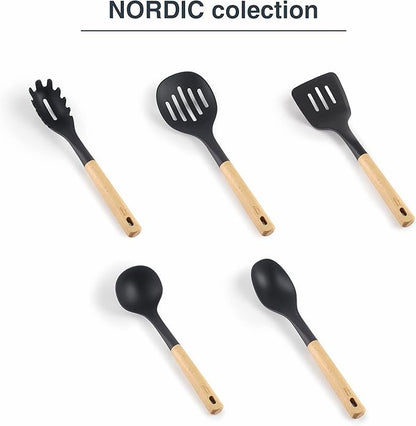 68283 - Nordic Skimmer, Kitchen Utensils, Nylon Head, BPA-Free, Non-Stick Coating, Ergonomic Beech Wood Handle, Length 34.3 cm
